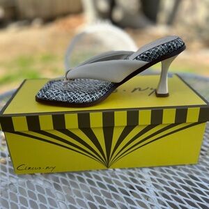 Chic Cream and Black Heeled Sandals by Circus NY